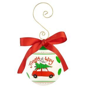 Jingle All The Way Ceramic Painted Ball Ornament